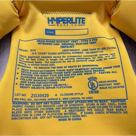 Hyperlite Infant Baby Life Jacket, Size Less Than 30 pounds - Picture 5 of 7
